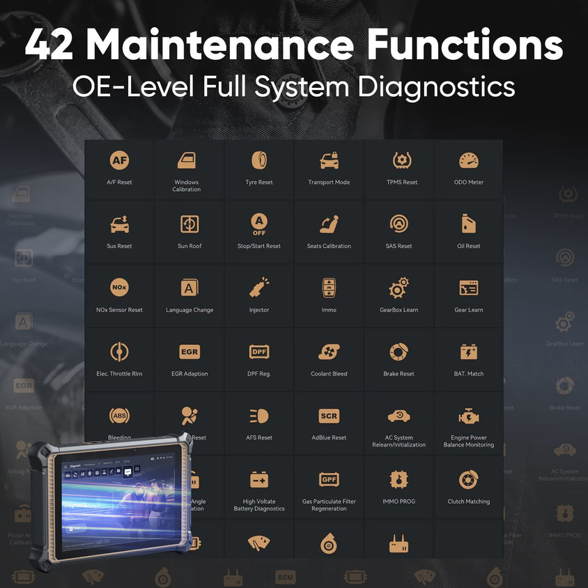 THINKCAR Platinum 391 maintenance functions menu; availability varies by vehicle and software package