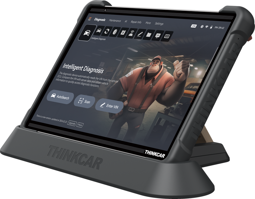 THINKCAR Platinum 399 diagnostic tablet on its THINKCAR charging dock